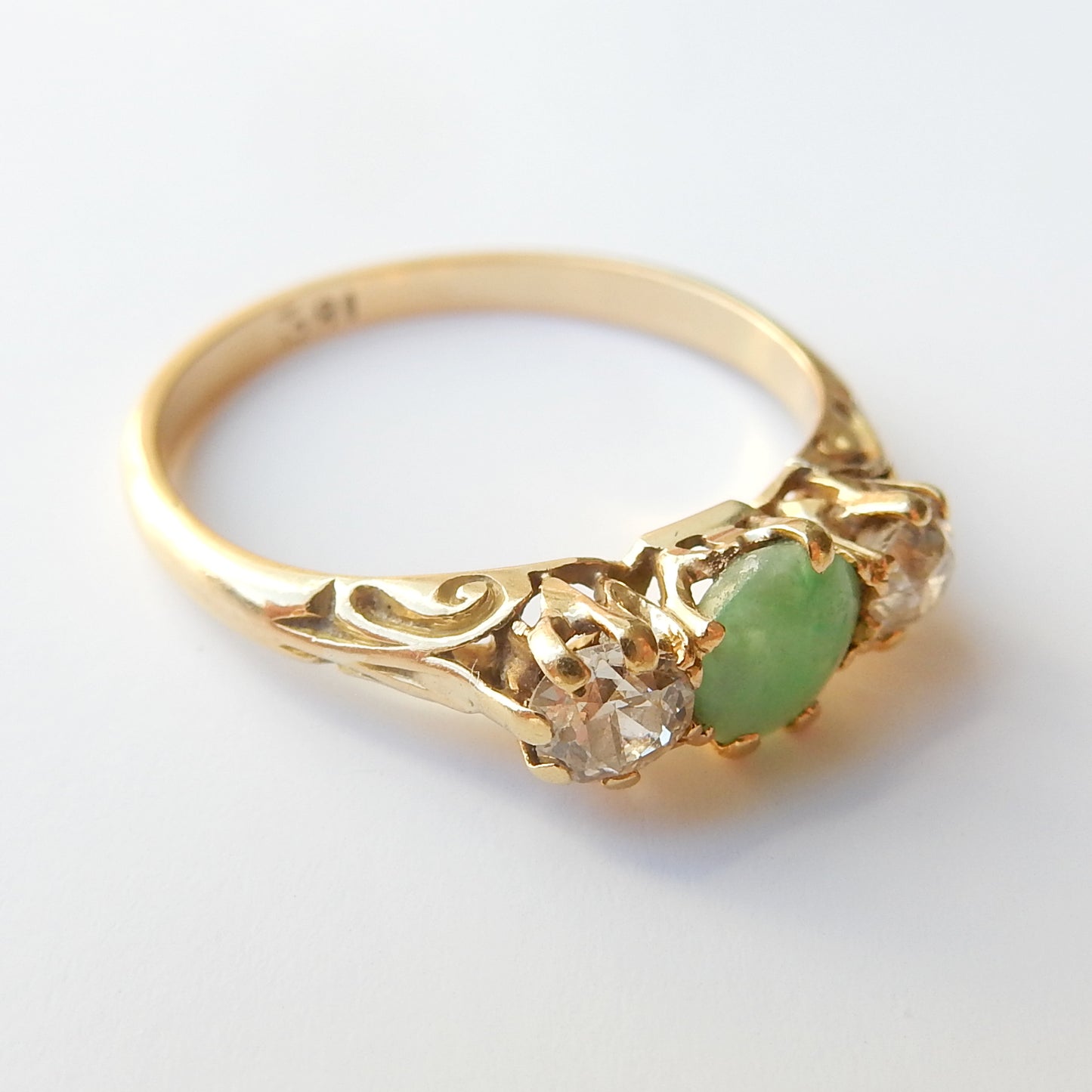 Antique 18ct Diamond & Jade Ring