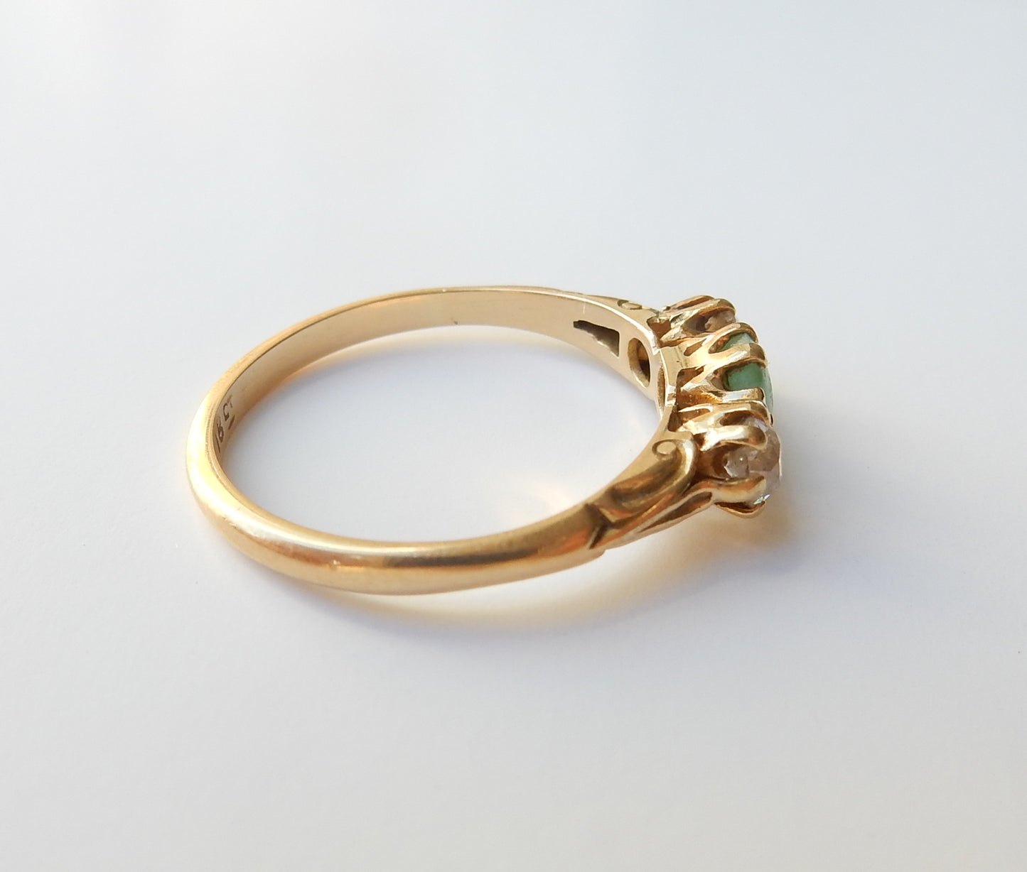 Antique 18ct Diamond & Jade Ring