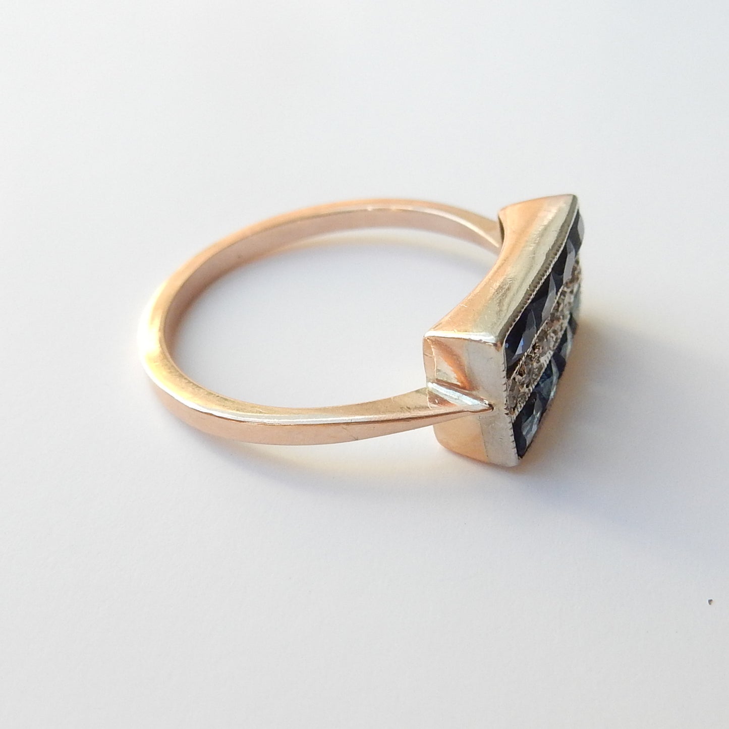 Art Deco Sapphire & Diamond Ring US Size 6 ¾ UK O