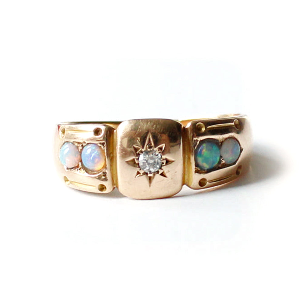 Reserved/ Layaway JH Victorian 15ct Gold Opal & Diamond Ring