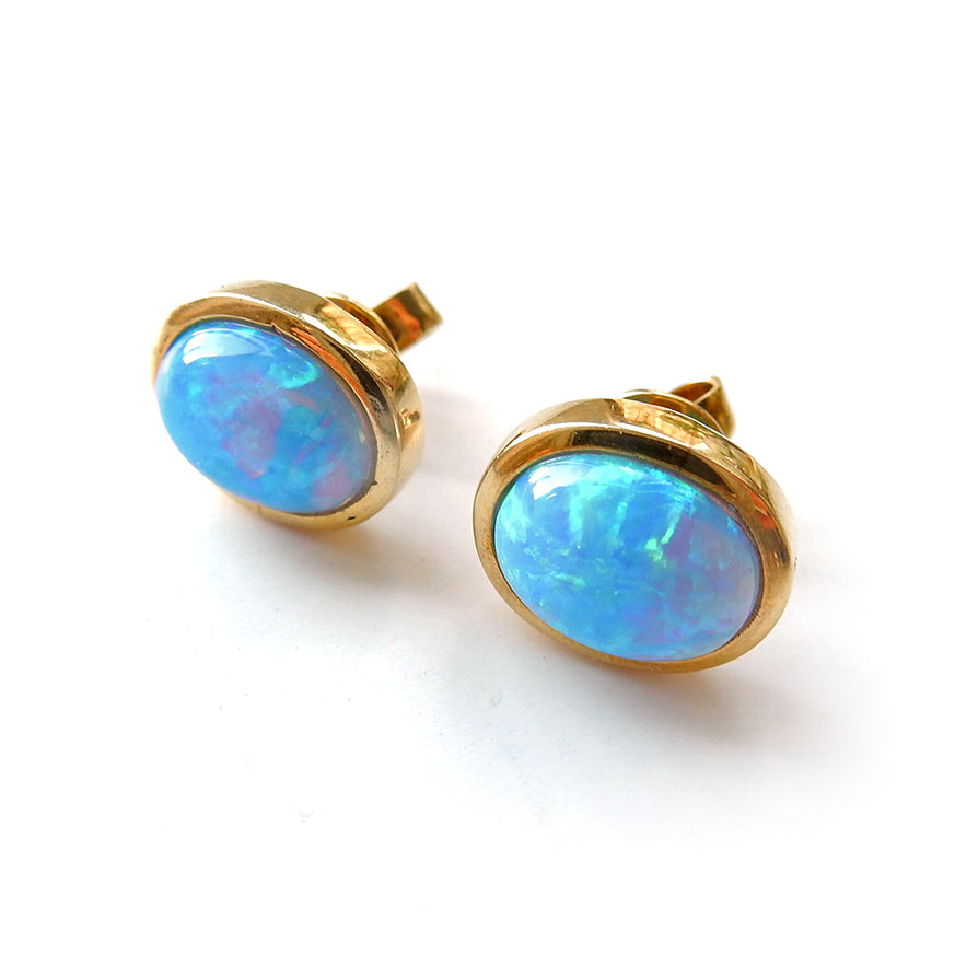 Vintage 10ct Gold Opal Earrings