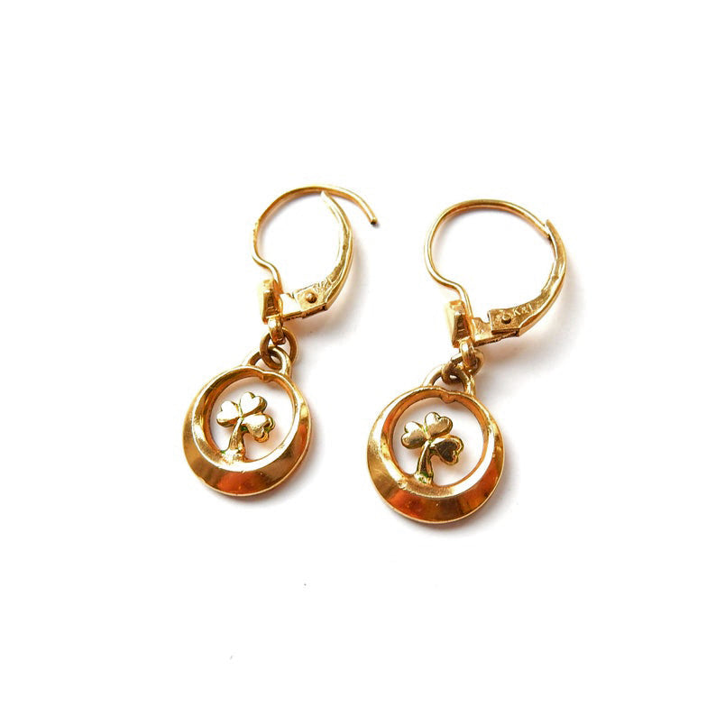 Vintage 14ct Rolled Gold Three Leaf Clover Earrings K&L Jewellery