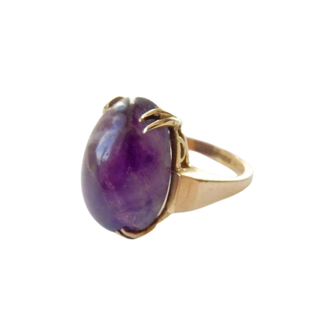 Vintage 9ct Gold Natural Amethyst Cabochon Ring