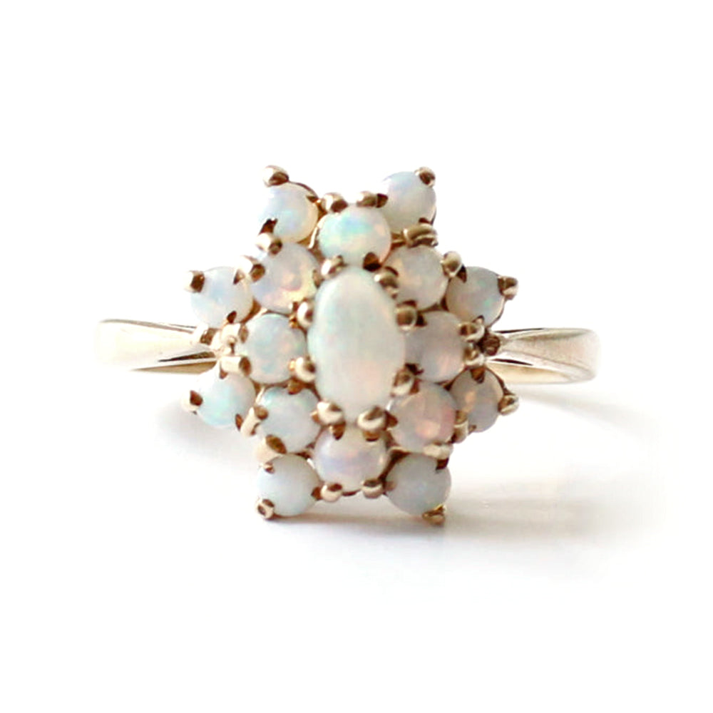 Vintage 9ct Opal Cluster Ring