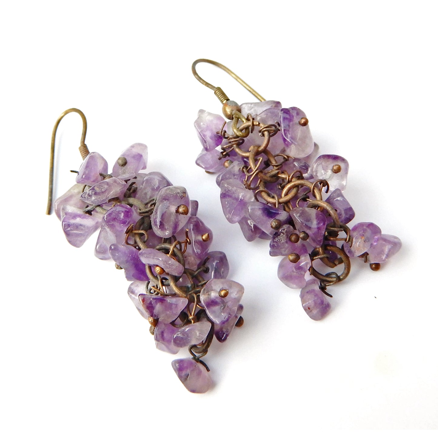 Vintage Amethyst Cluster Drop Earrings