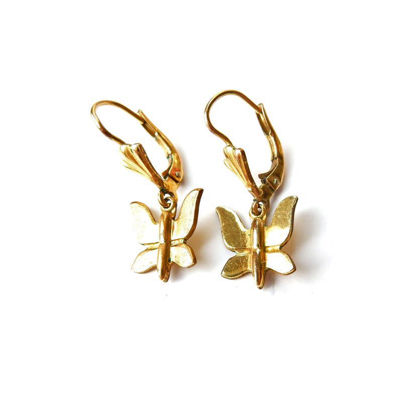 Vintage Rolled Gold Butterfly Earrings