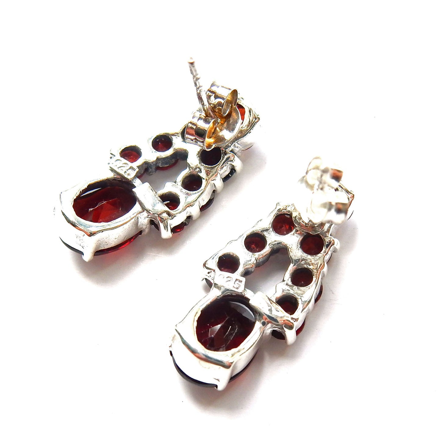Vintage Sterling Silver Garnet Earrings