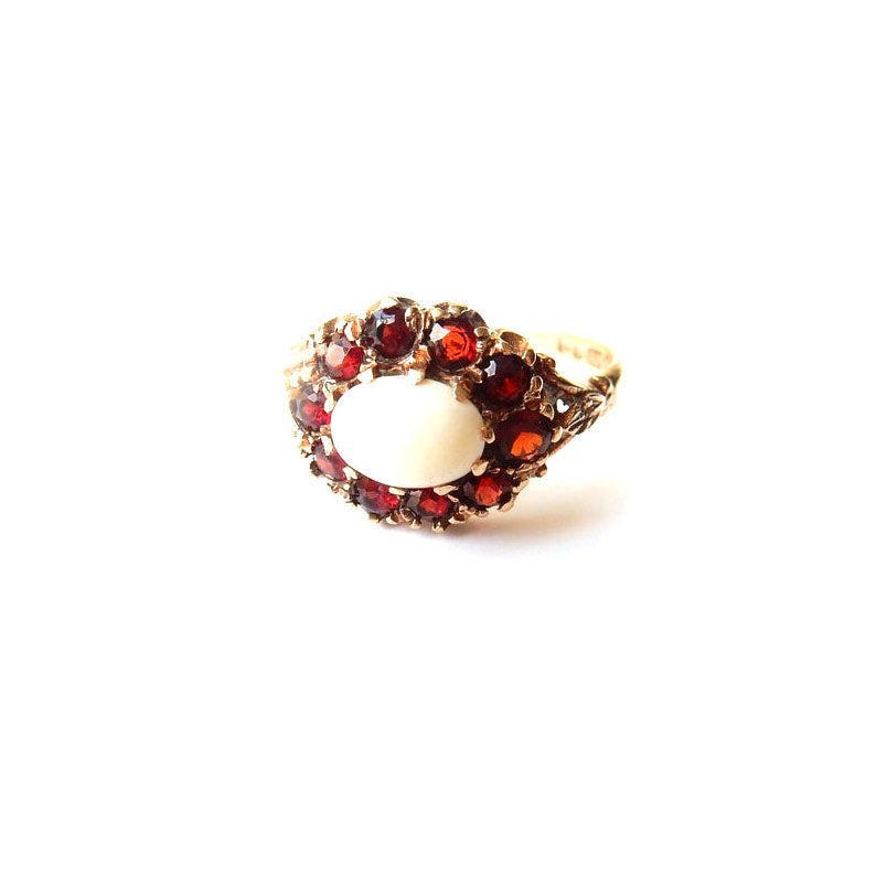 Antique 9ct Gold Opal & Garnet Ring US SIZE 7.5 UK P 1/2