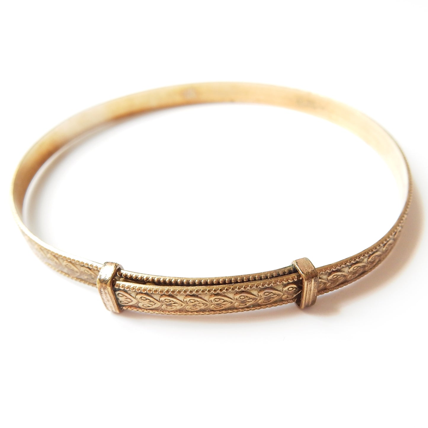 Vintage 9ct Rolled Gold Expandable Heart Bangle Bracelet
