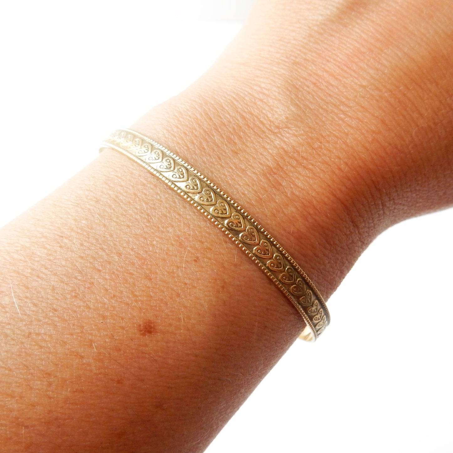 Vintage 9ct Rolled Gold Expandable Heart Bangle Bracelet