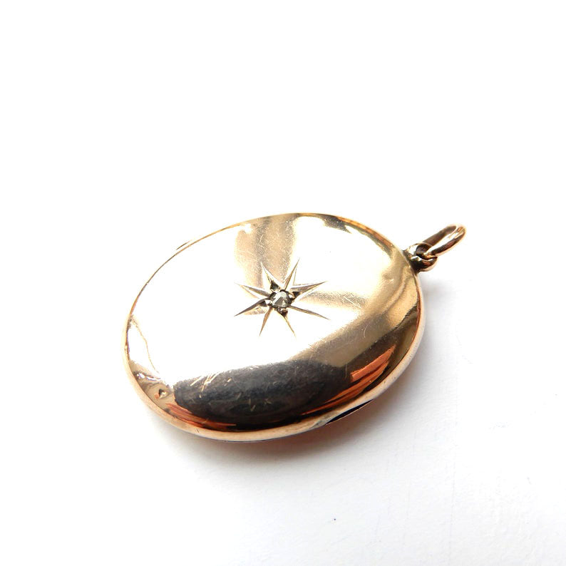 Antique Victorian 9ct Gold Back & Front Diamond Locket