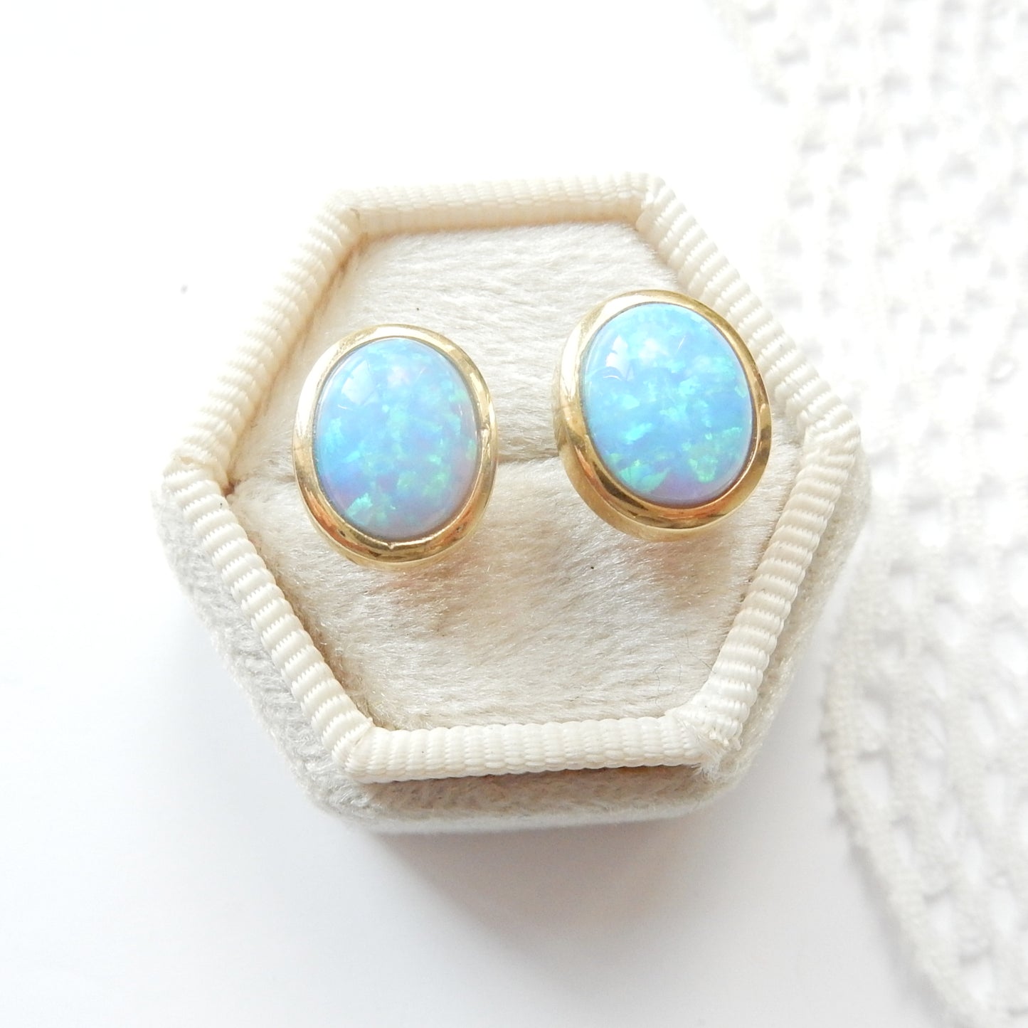 Vintage 10ct Gold Opal Earrings