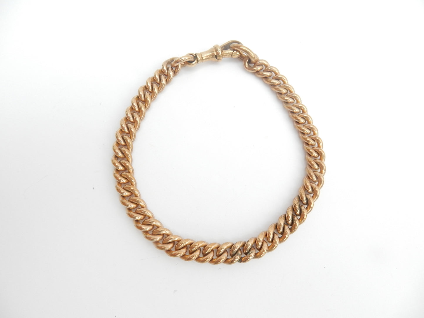 Antique Rolled Gold Curb Chain Bracelet with Dog Clip