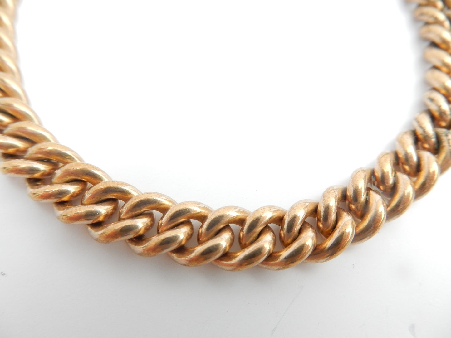 Antique Rolled Gold Curb Chain Bracelet with Dog Clip