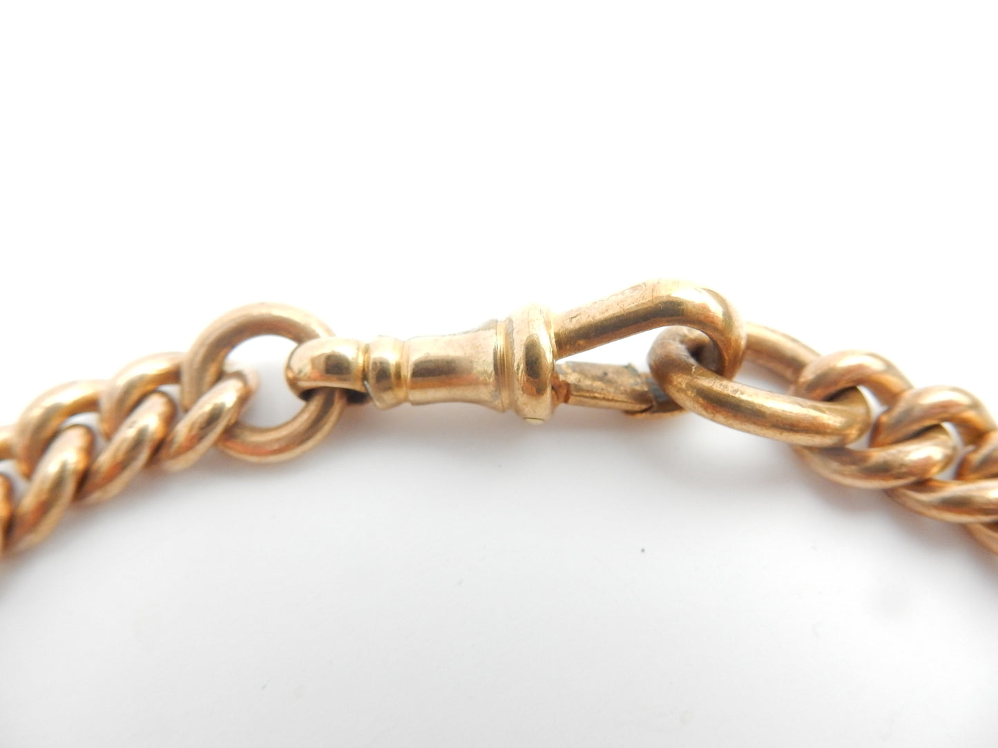 Antique Rolled Gold Curb Chain Bracelet with Dog Clip