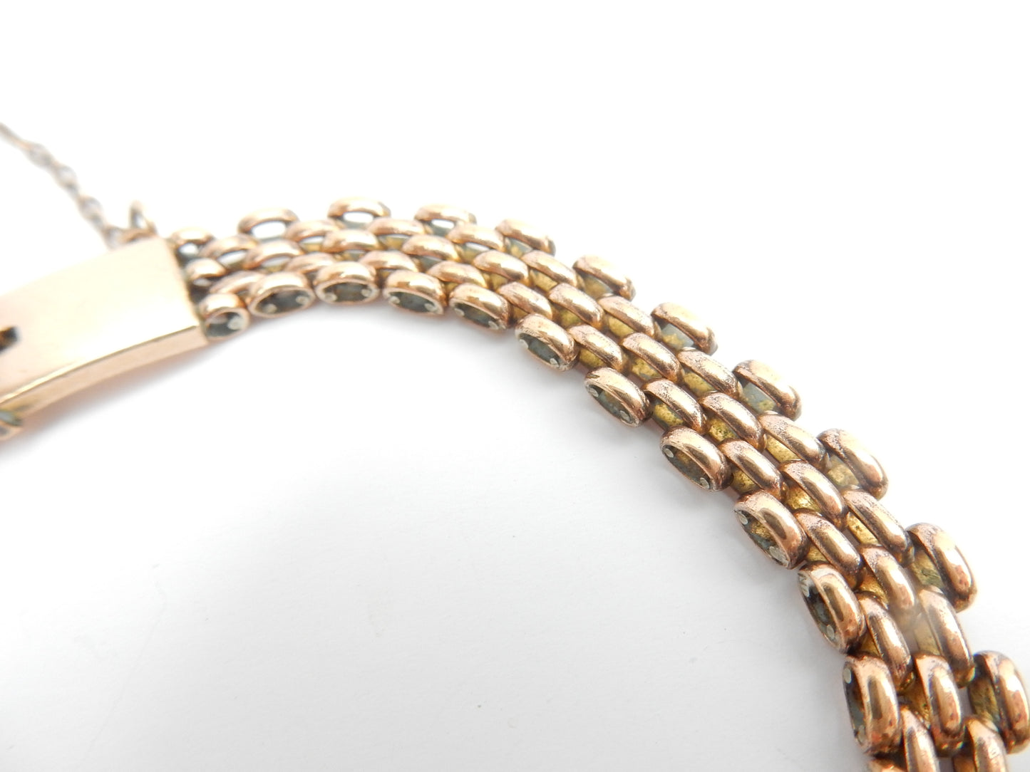 Antique Rolled Gold Sapphire & Diamond Paste Seed Pearl Bracelet