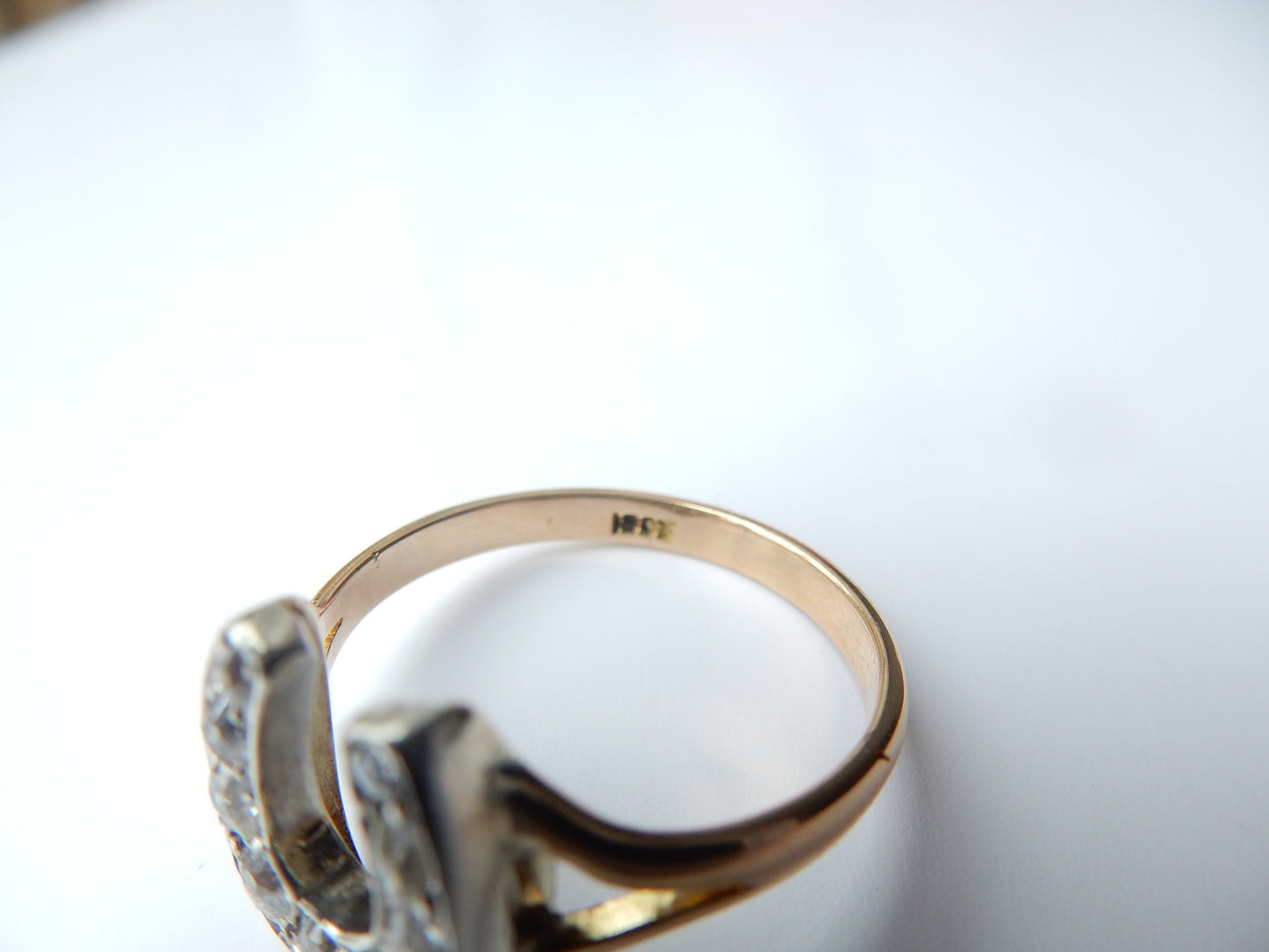 Antique 18ct Gold Old Cut Diamond Horseshoe Ring US Size 7 UK P