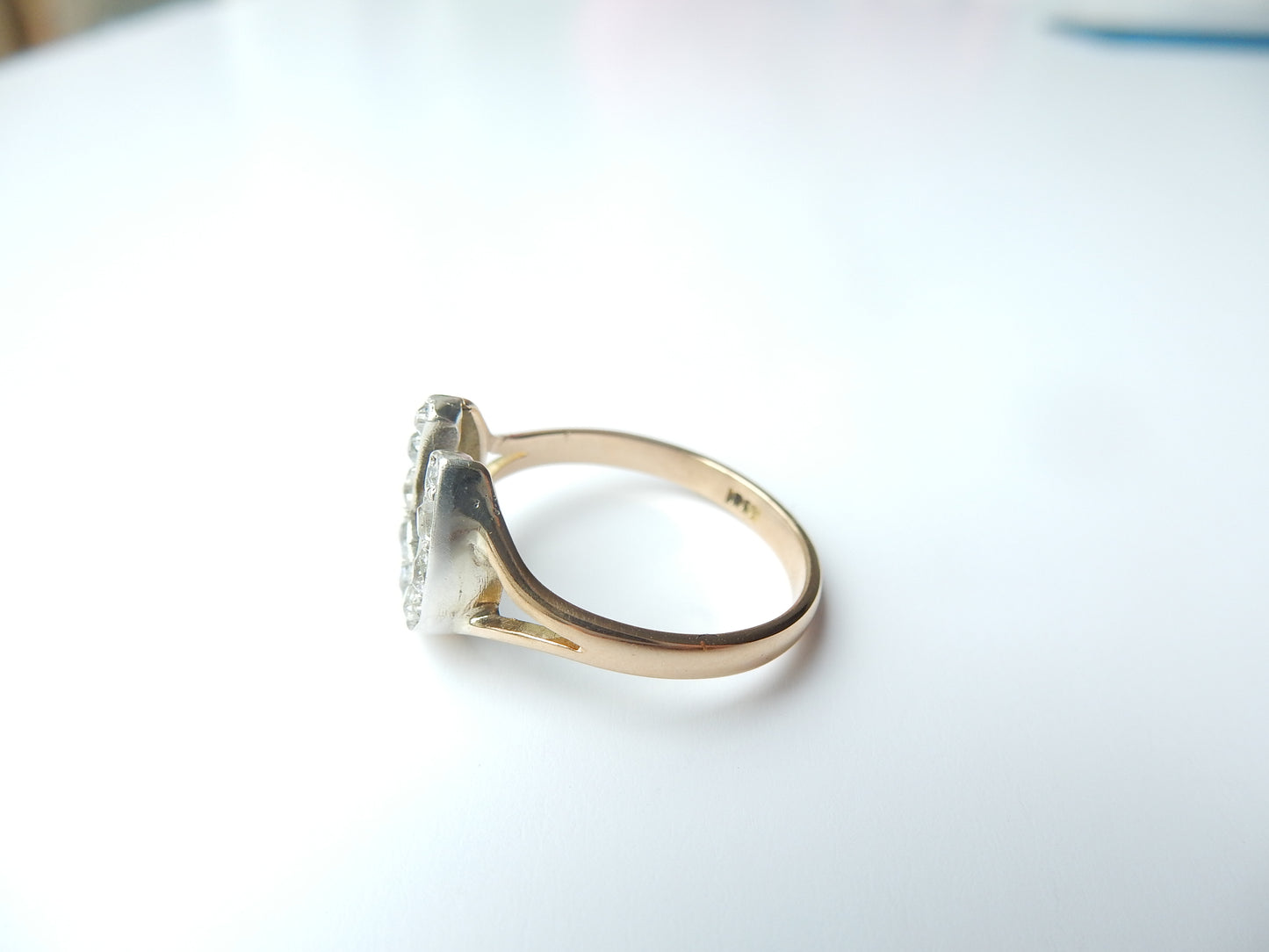 Antique 18ct Gold Old Cut Diamond Horseshoe Ring US Size 7 UK P