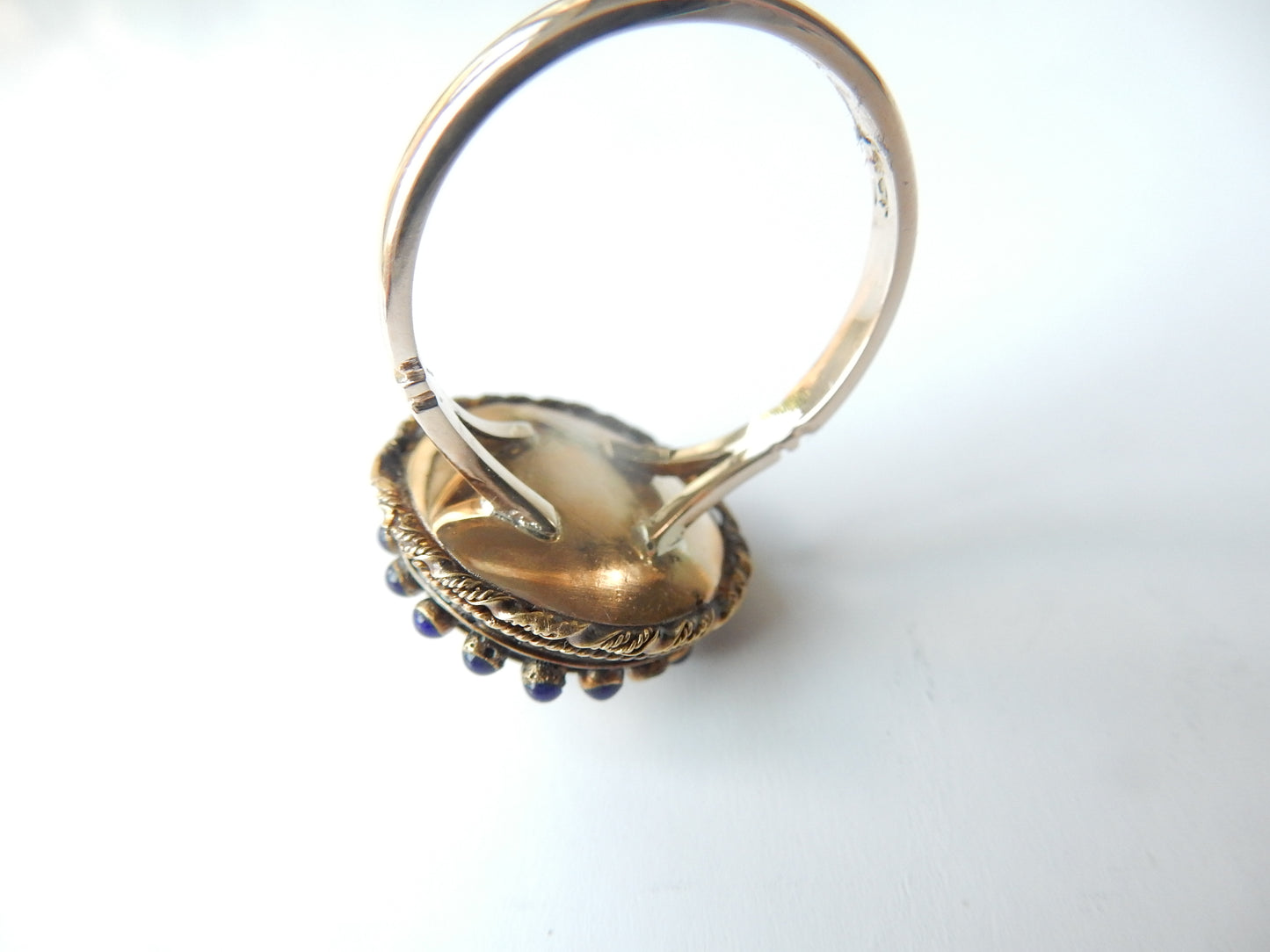 Victorian 14ct Gold Enamel & Seed Pearl Conversion Ring US Size 6.5 UK 0