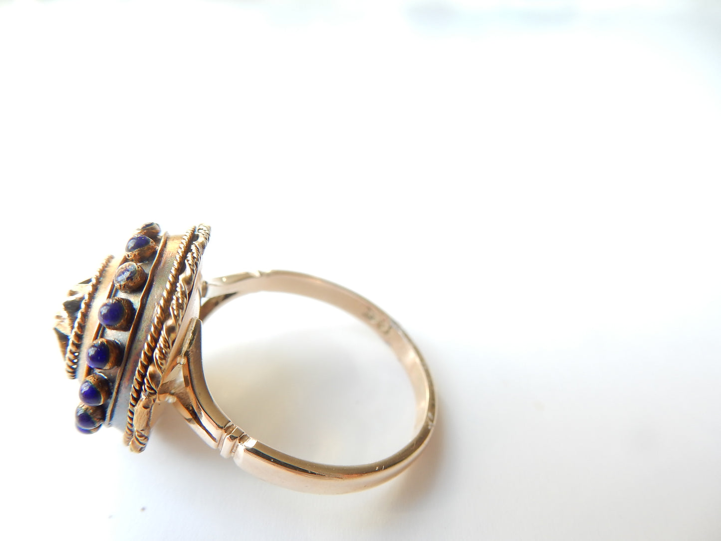 Victorian 14ct Gold Enamel & Seed Pearl Conversion Ring US Size 6.5 UK 0