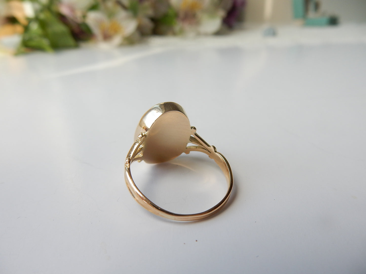 Antique 15ct Gold Garnet Cabochon Ring US Size 6 3/4 UK O