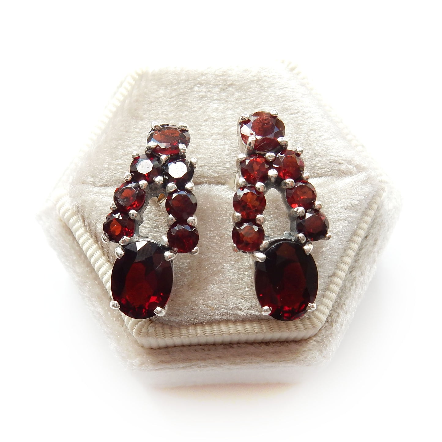 Vintage Sterling Silver Garnet Earrings