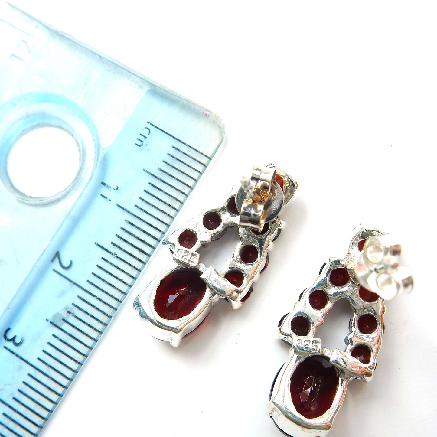 Vintage Sterling Silver Garnet Earrings