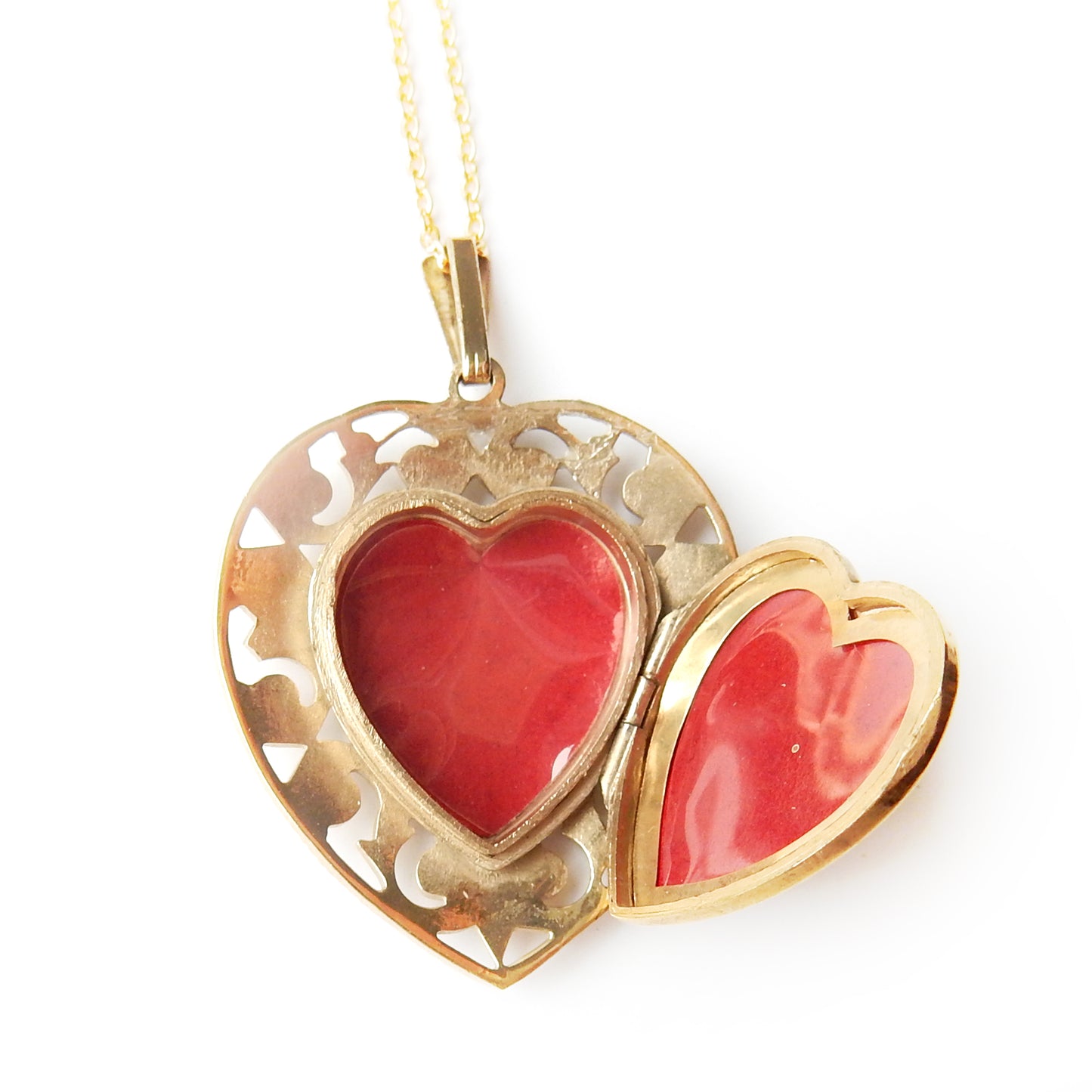 Vintage Rolled Gold Heart Locket & Chain