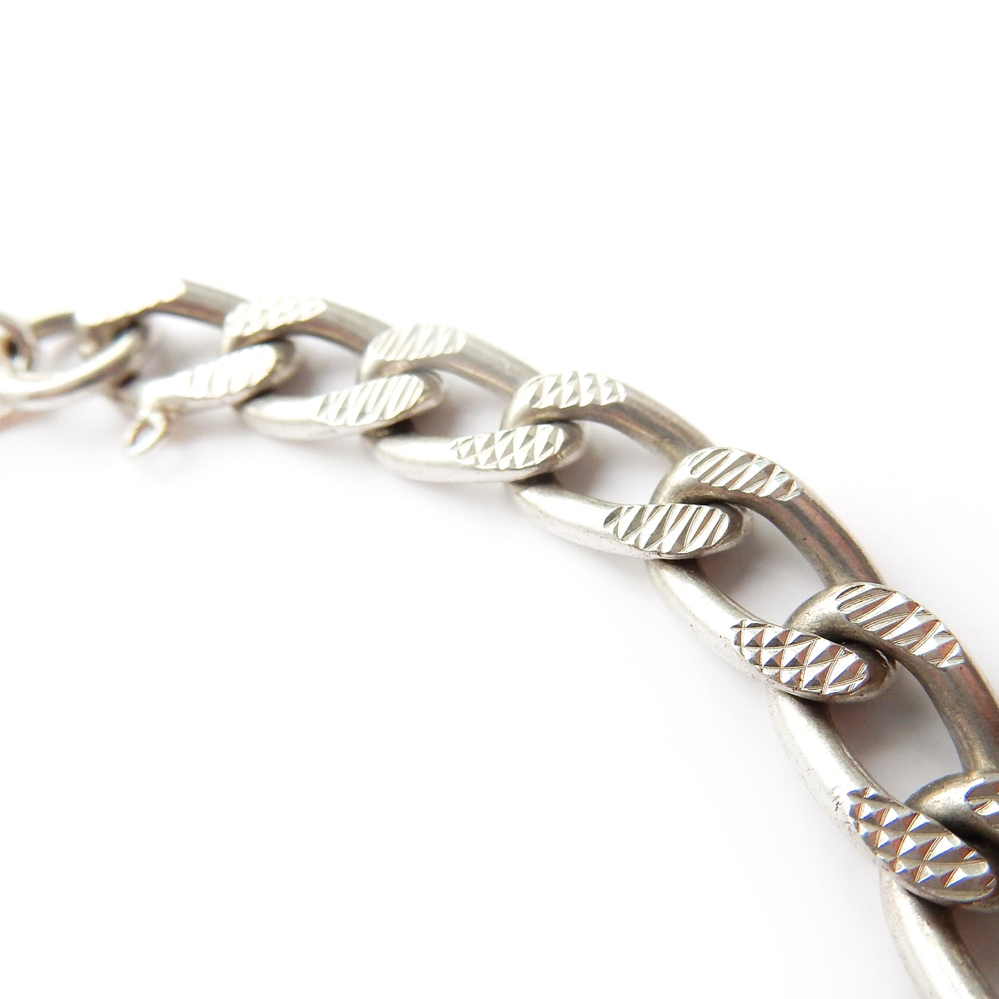 Chunky Vintage Solid Silver Curb Link Bracelet with Dog Clip
