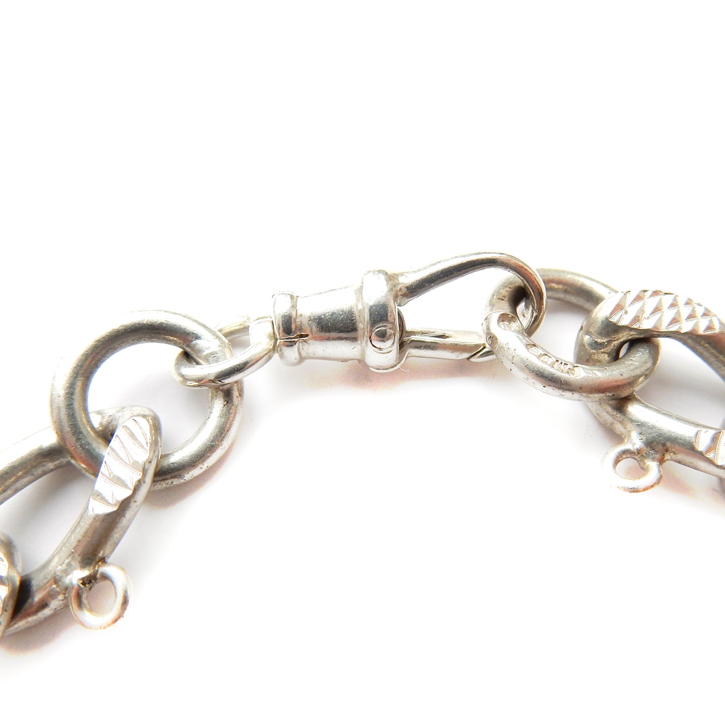 Chunky Vintage Solid Silver Curb Link Bracelet with Dog Clip