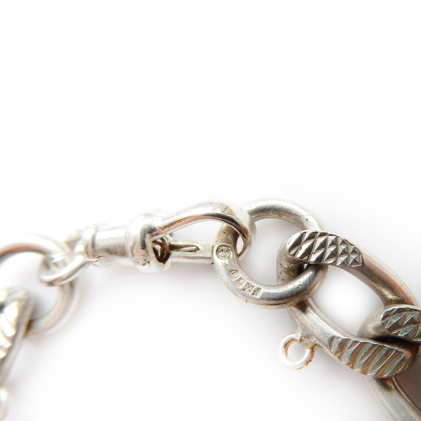 Chunky Vintage Solid Silver Curb Link Bracelet with Dog Clip