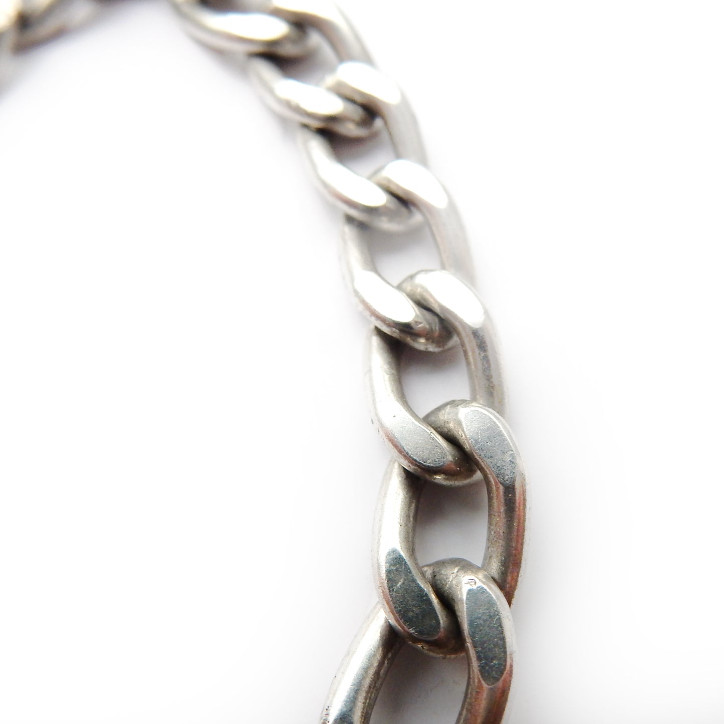 Chunky Vintage Solid Silver Curb Link Bracelet with Dog Clip