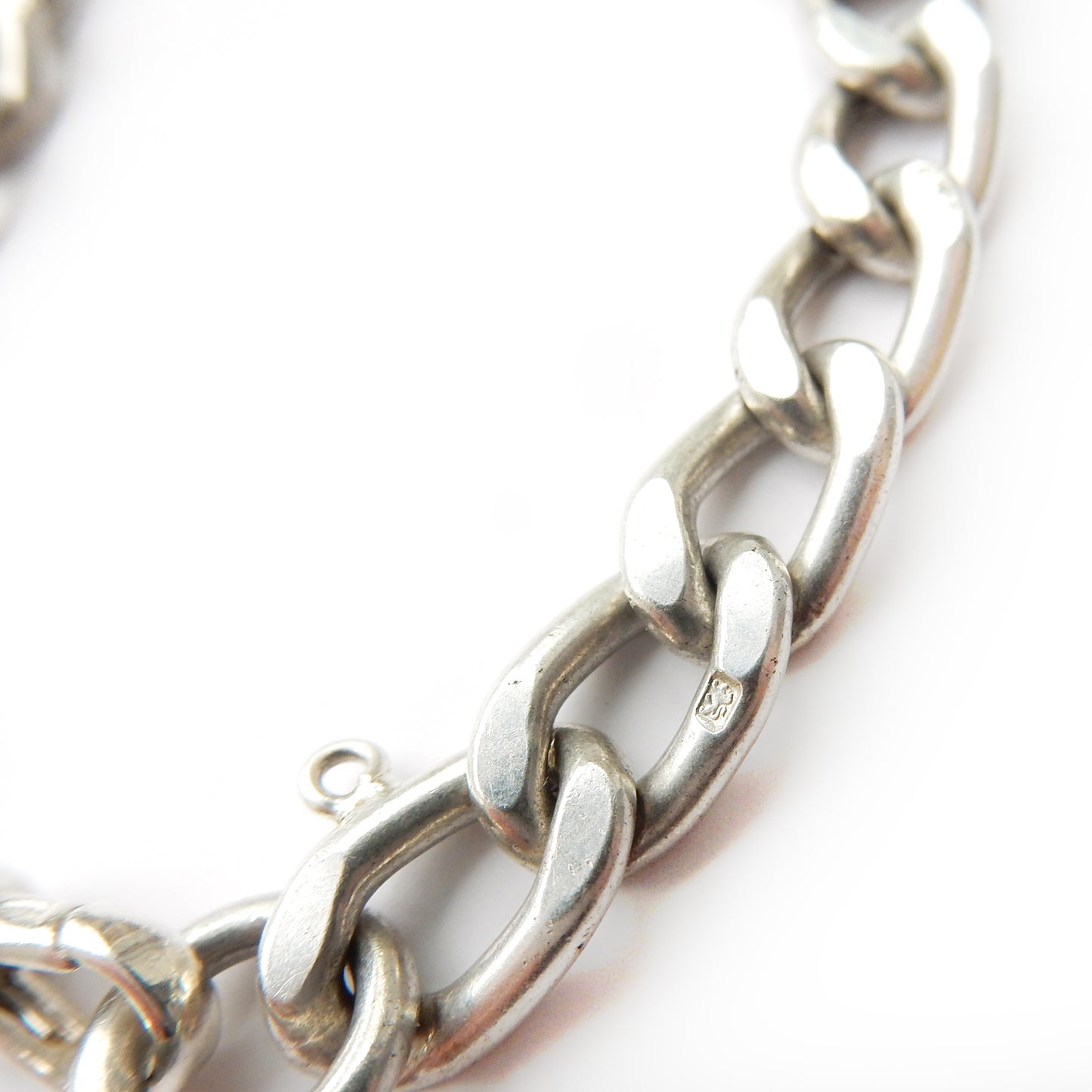 Chunky Vintage Solid Silver Curb Link Bracelet with Dog Clip