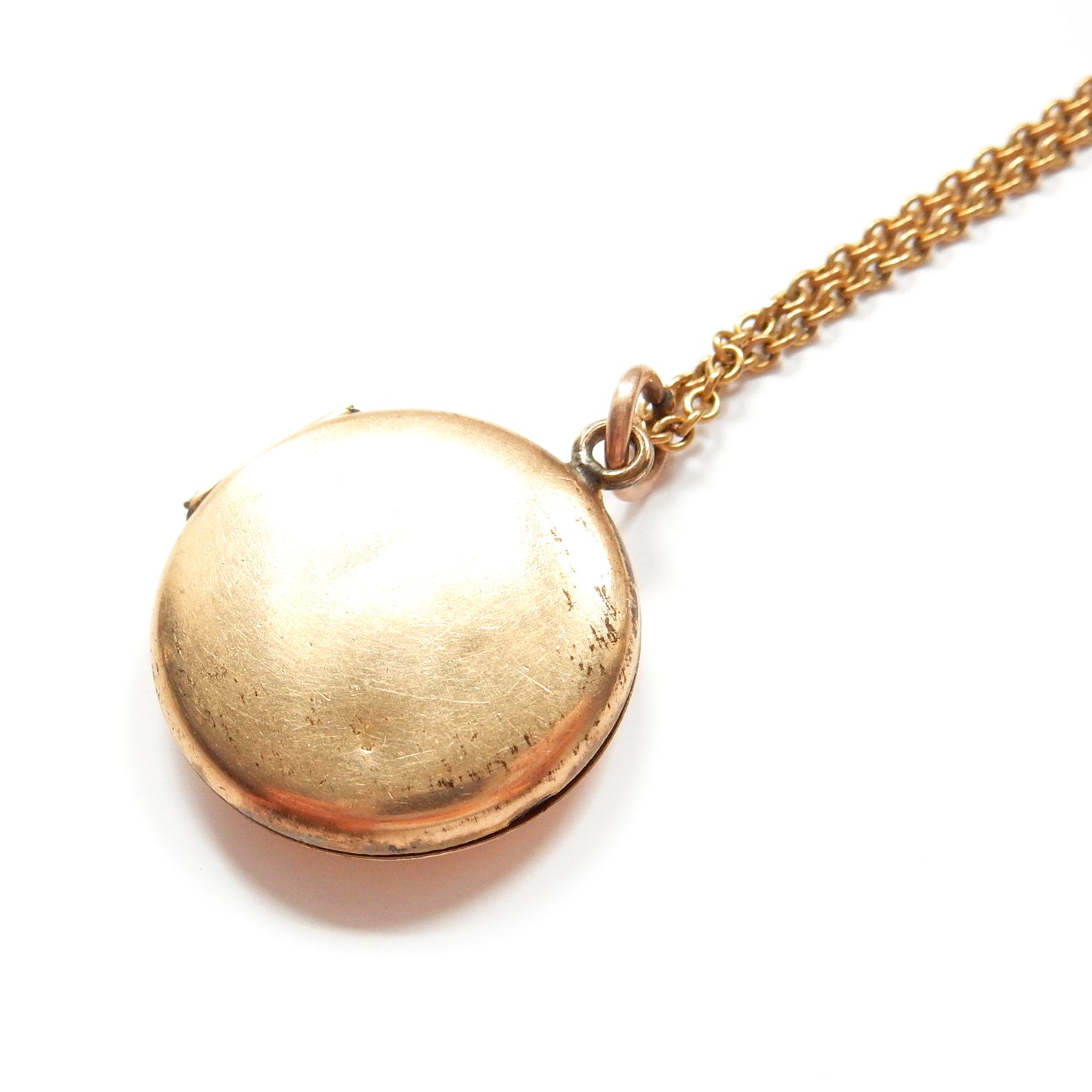 Antique Gold Filled Diamond Paste Starburst Locket Necklace