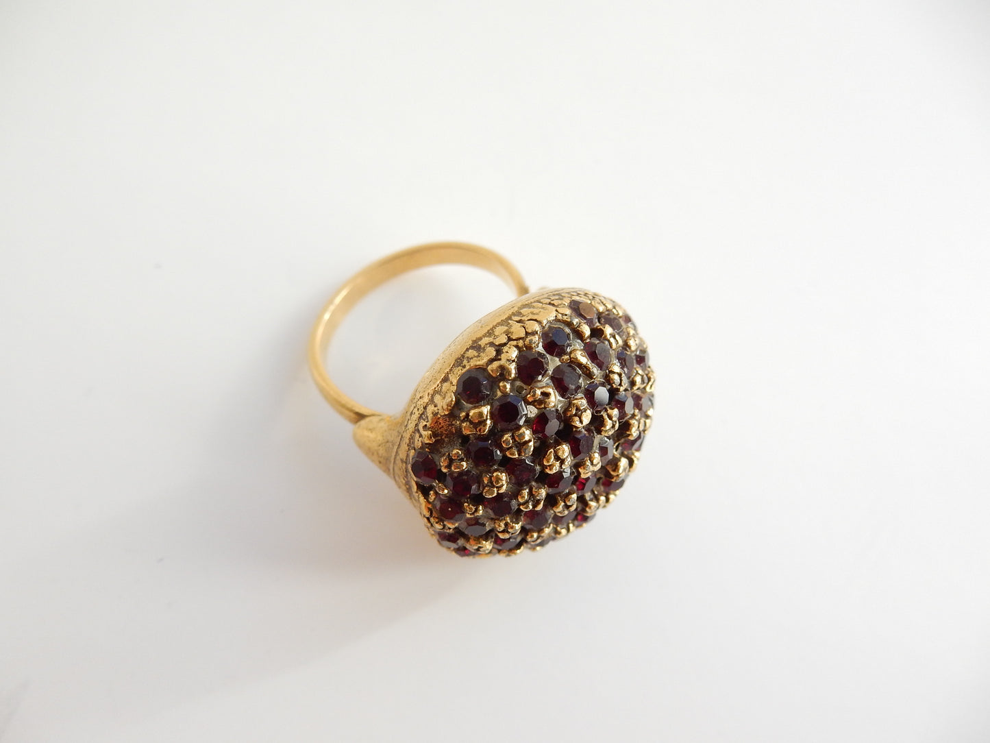 Vintage Gilt Metal Disco Ball Cocktail Ring Adjustable