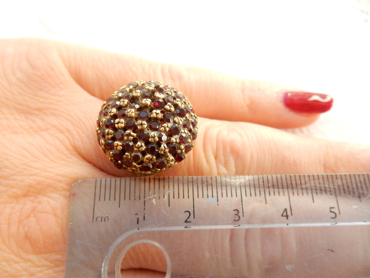 Vintage Gilt Metal Disco Ball Cocktail Ring Adjustable