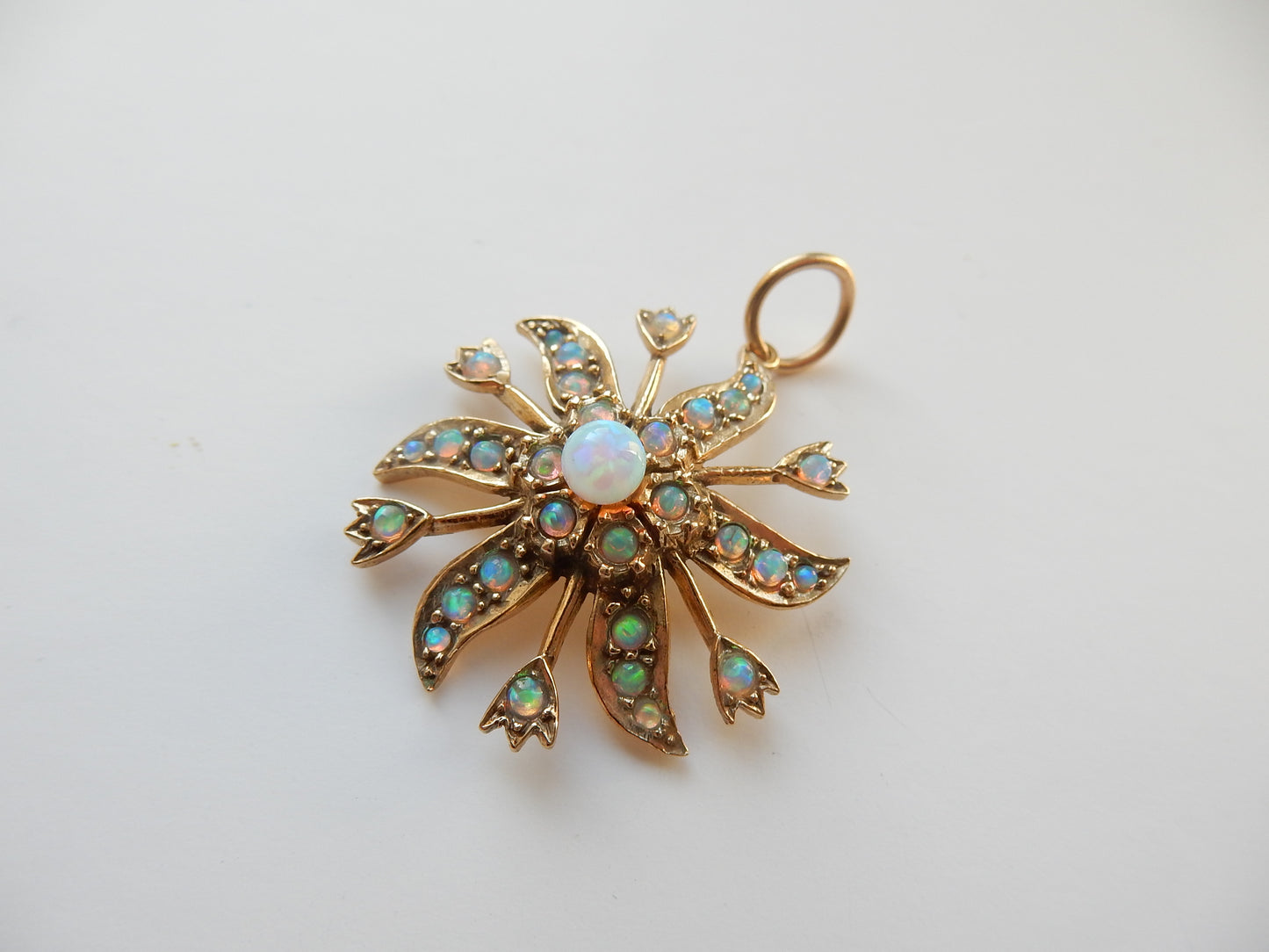 Antique 9ct Gold Opal Celestial Star Pendant