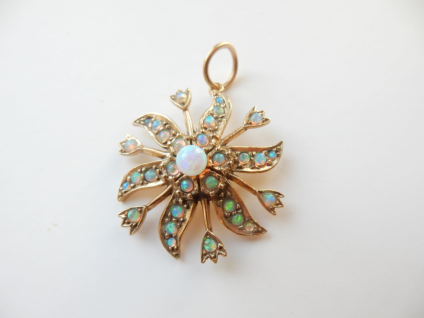 Antique 9ct Gold Opal Celestial Star Pendant