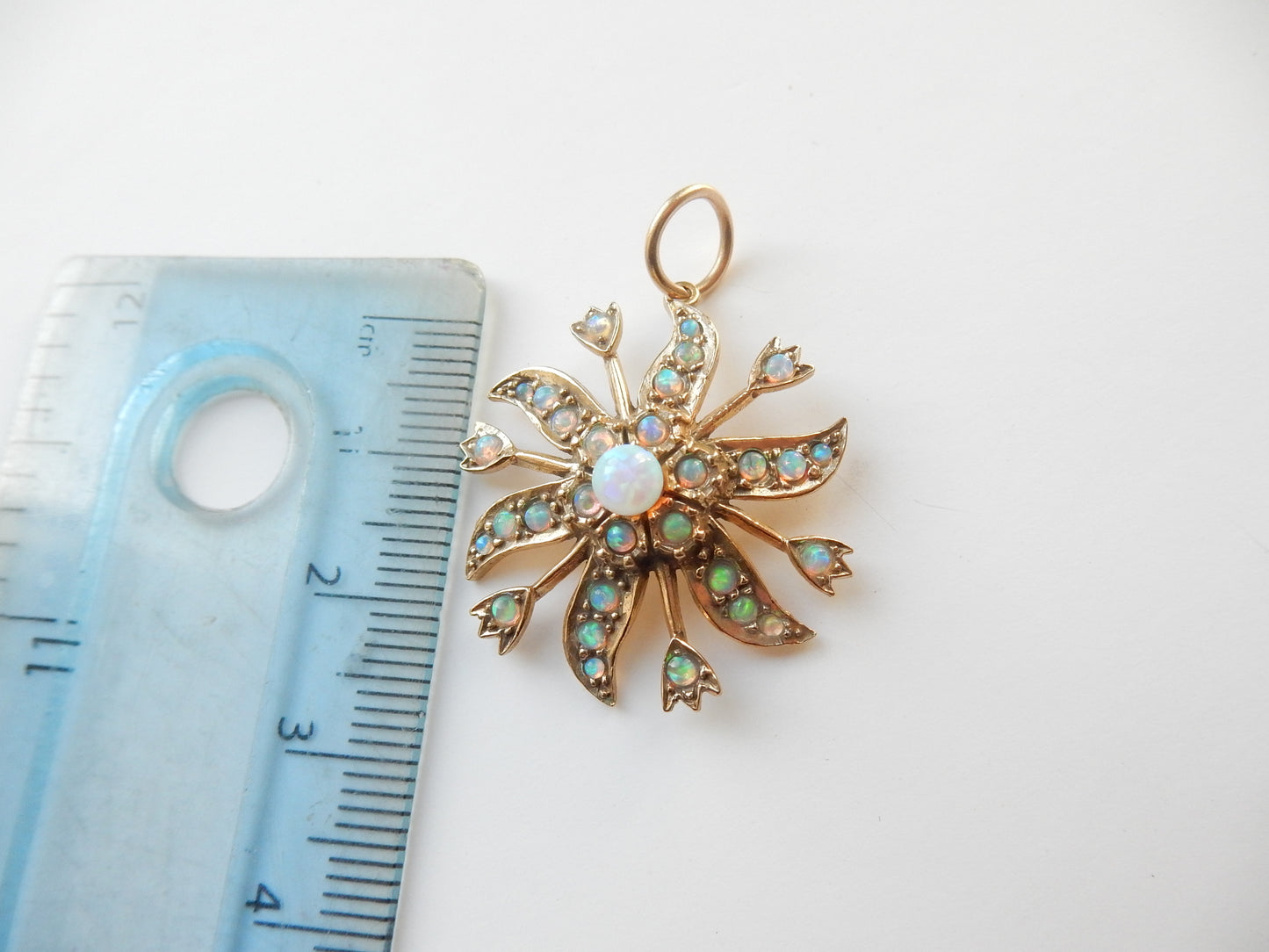 Antique 9ct Gold Opal Celestial Star Pendant