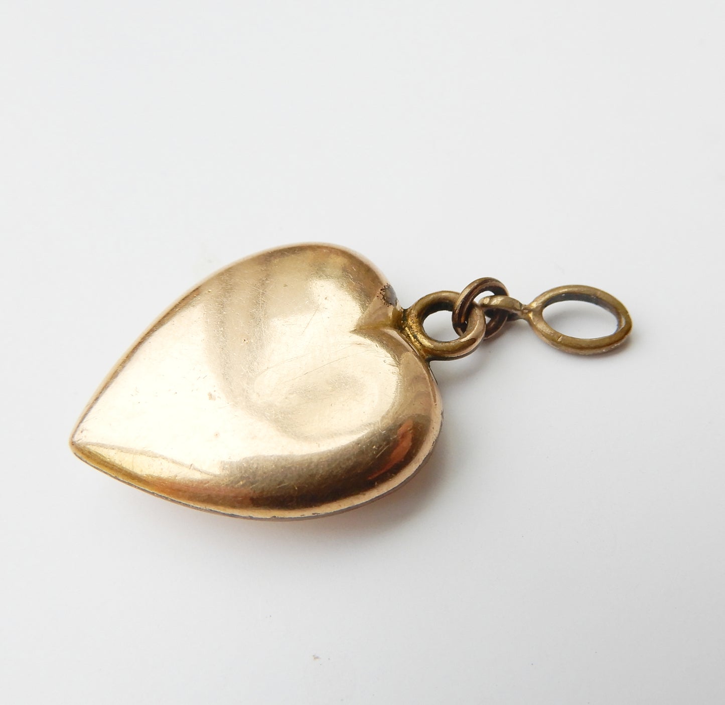 Antique Rolled Gold Seed Pearl Puffy Heart Pendant Charm