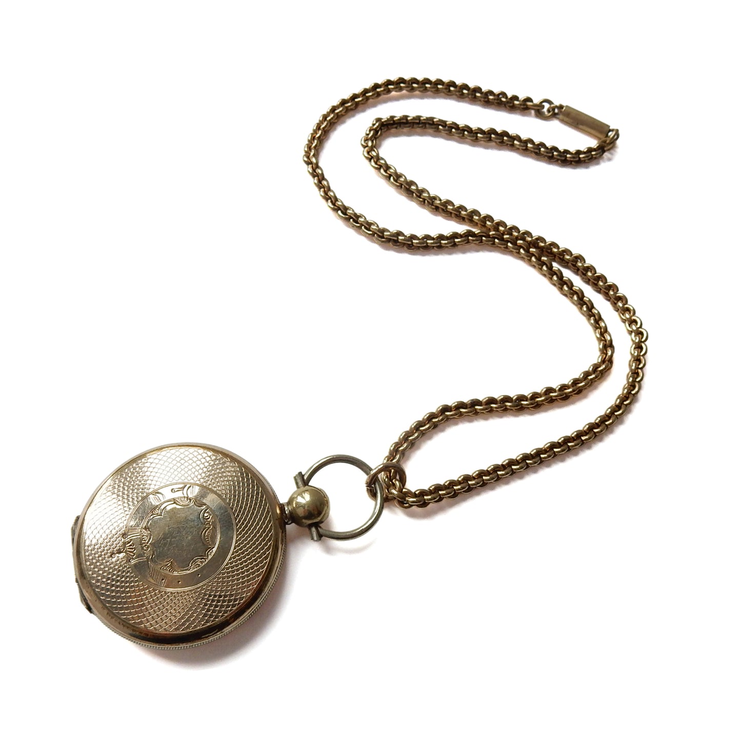 Antique Victorian Rolled Gold Fob Locket with Original Chain