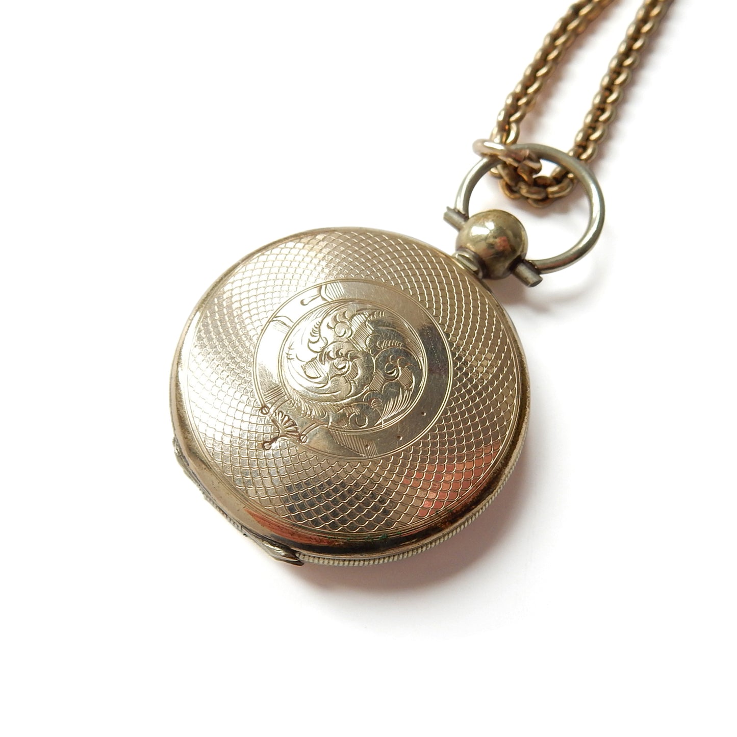 Antique Victorian Rolled Gold Fob Locket with Original Chain