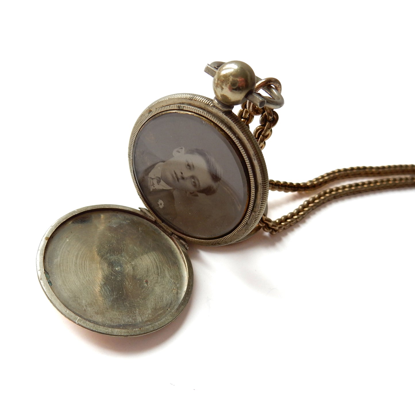 Antique Victorian Rolled Gold Fob Locket with Original Chain