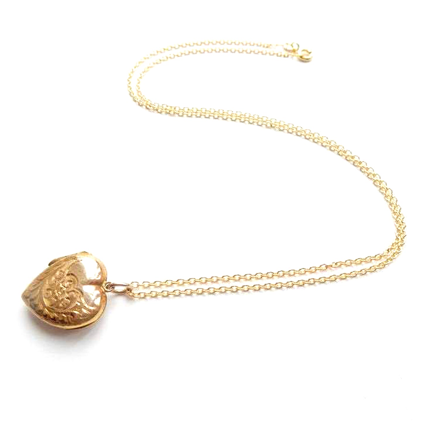 Vintage 9 Carat Gold Back & Front Locket Keepsake Heart Locket Necklace