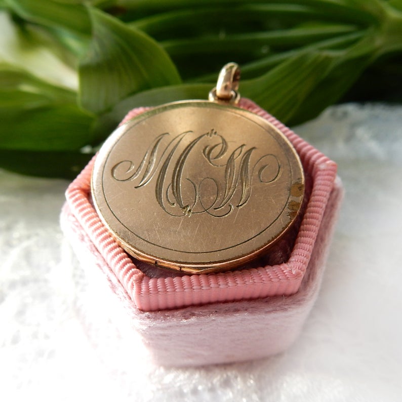 Antique Victorian Rolled Gold Monogram Locket Pendant
