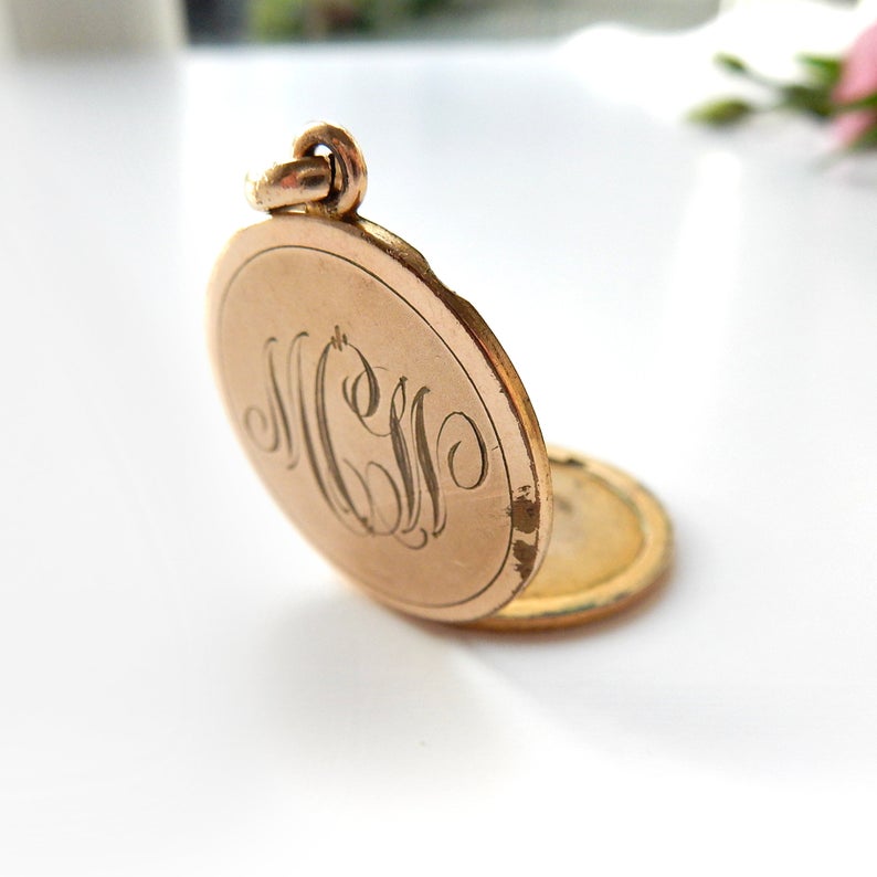 Antique Victorian Rolled Gold Monogram Locket Pendant
