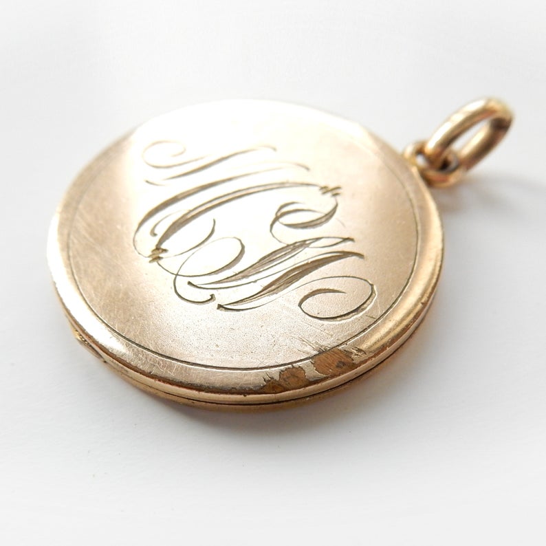 Antique Victorian Rolled Gold Monogram Locket Pendant