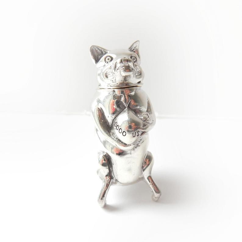 Sterling Silver Pig Piggy Bank Vesta Match Safe Snuff Box