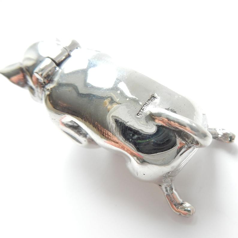 Sterling Silver Pig Piggy Bank Vesta Match Safe Snuff Box