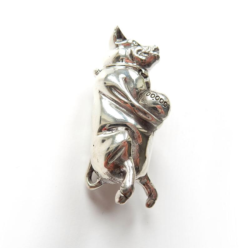 Sterling Silver Pig Piggy Bank Vesta Match Safe Snuff Box